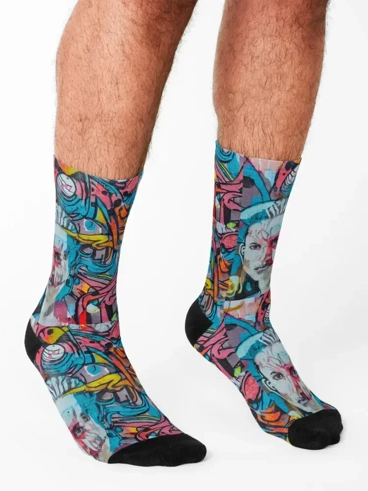 Colorful street art, graffiti urban art texture wallpaper Socks set cartoon funny sock Men Socks Luxury Brand Women's