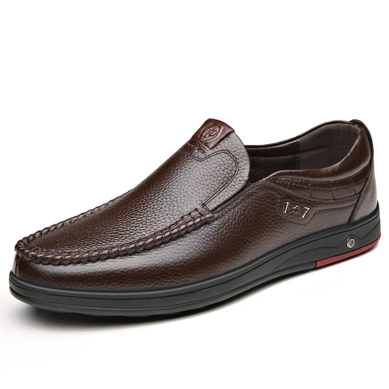 Leather Men's Shoes 2023 Spring Leather Shoes Men's Low Top Casual Shoes Men's Single Shoes Genuine Leather Large Size 45 46
