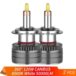 2PCS 110W H7 LED Canbus 360 H11 H1 H4 50000LM Car Headlight Bulbs HB3 HB4 9012 9005 9006 55W Turbo Led Projector Auto Fog Lamp