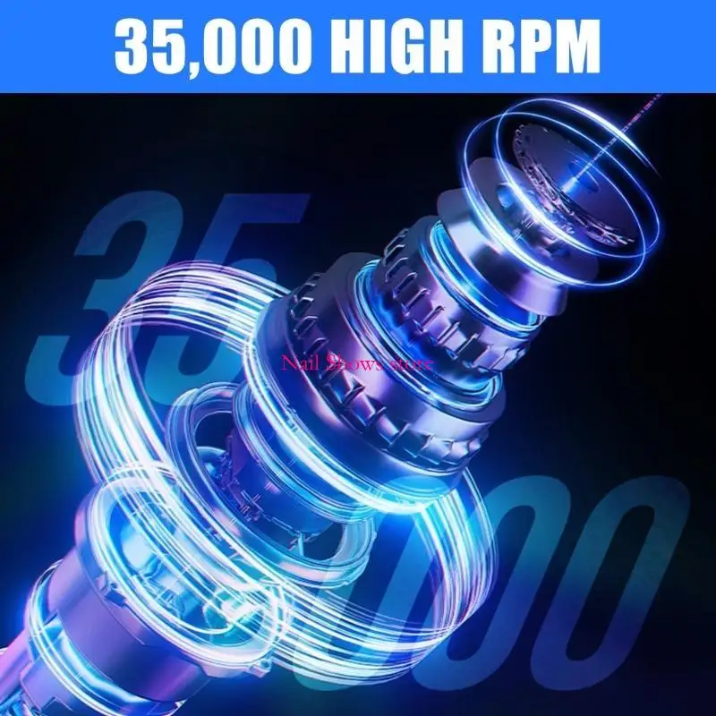 E0BC 35000RPM 네일 드릴 전기 네일 드릴 기계 매니큐어 도구 저음 네일 파일 드릴 세트 살롱 가정용