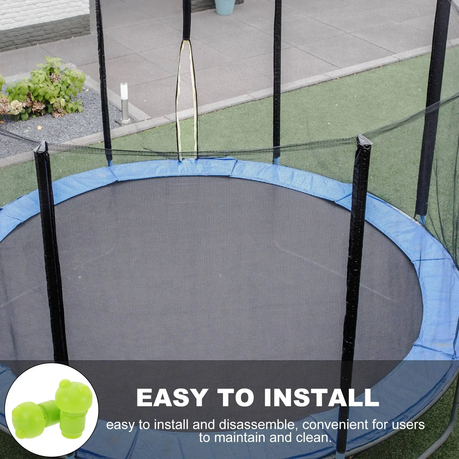 カエル型グリーントランポリンキャップアクセサリーポールカバーネットエンクロージャポールキャップスペアパーツトランポリンカバーコネクタ