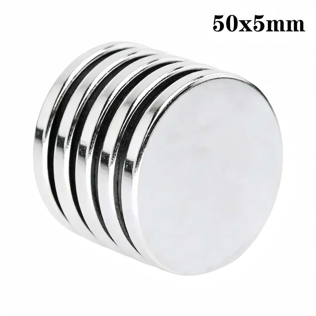 50x5mm Big Round Powerful Magnetic Magnet 50x5 Strong Disc Magnets For Fridge DIY Building Scientific Craft Education 50*5