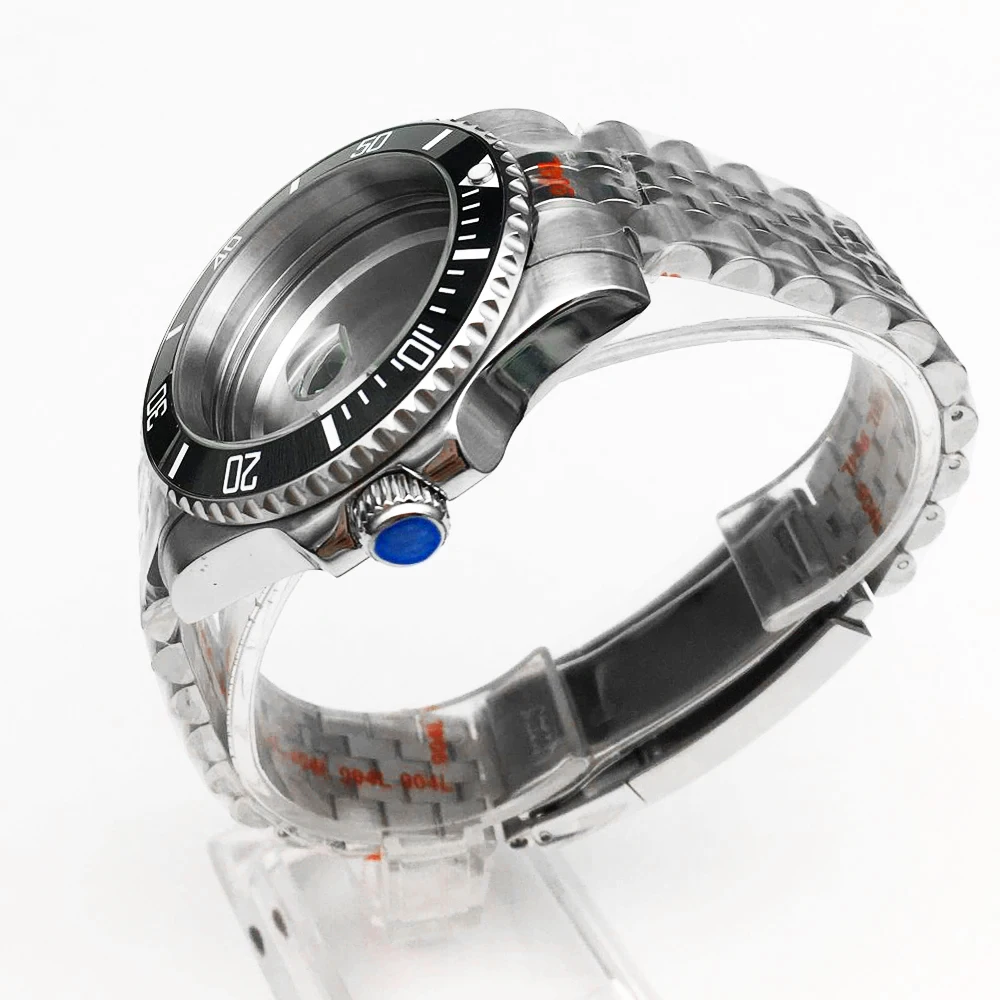 Полный набор корпуса часов 40 мм + ремешок из нержавеющей стали Корпус NH35 подходит для механизмов Miyota 8205/821A/8215 Япония NH35/NH36