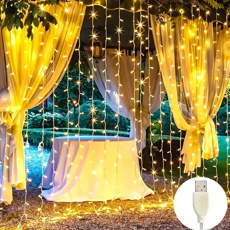 USB Icicle Light String Indoor Bedroom Decor Outdoor Garden Wedding Party Curtain Light Christmas Decor 6M 40LEDs String Light