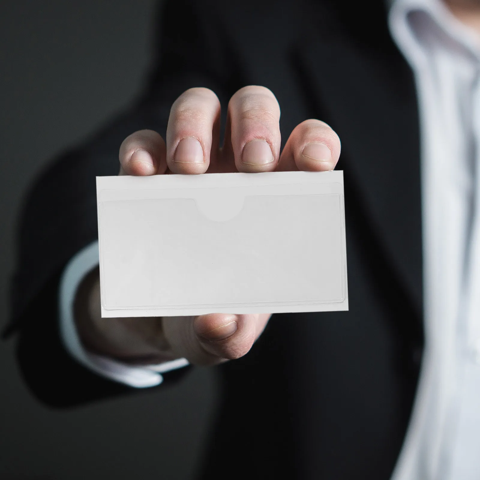 Porte-cartes adhésifs transparents, 100 pièces, pochettes d'étiquettes auto-adhésives solides, protecteur de poche pour cartes de visite, plastique transparent collant