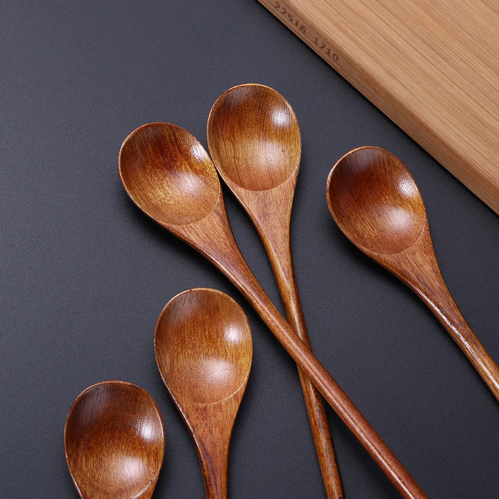 

10 pcs Natural Wooden Stirring Spoon Set For Soup Tea Coffee Cooking Easy Clean Kitchen Tools Wood Mixing Spoons Home Restaurant