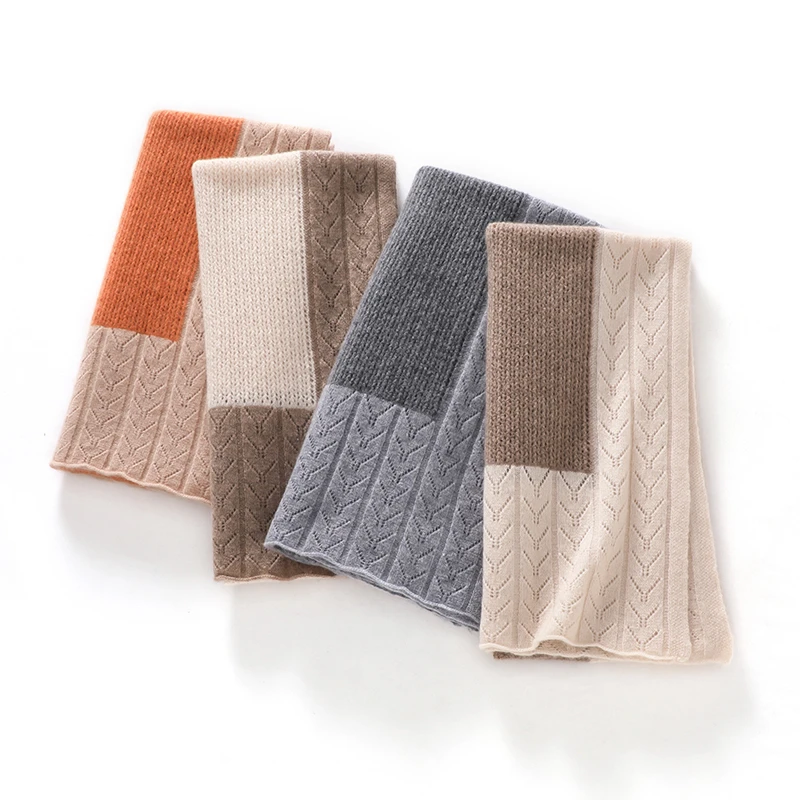 

Элитная 100% кашемировая шаль с цветовыми блоками, ажурная, теплая, вязаная, большая, осенне-зимняя, новинка 2026 года