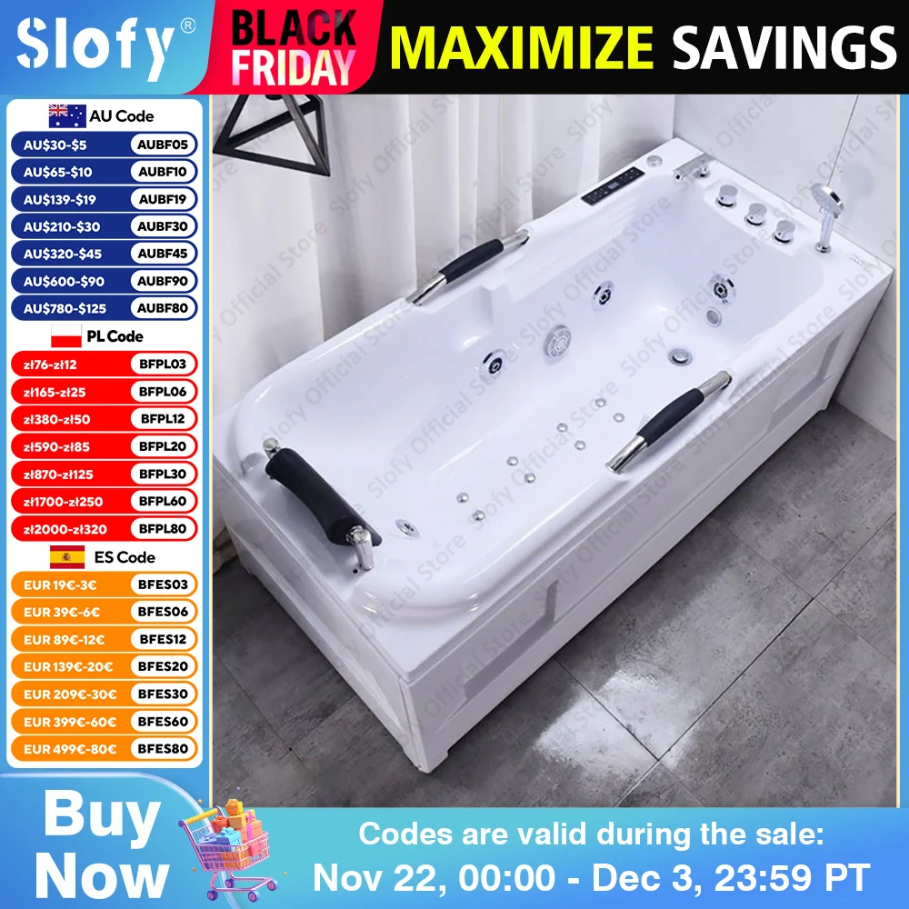 Dual-Side Skirt Bathtub Luxury Acrylic Tub With High Load-bearing Capacity, Multifunctional Right Skirt Bathtub Multiple Sizes