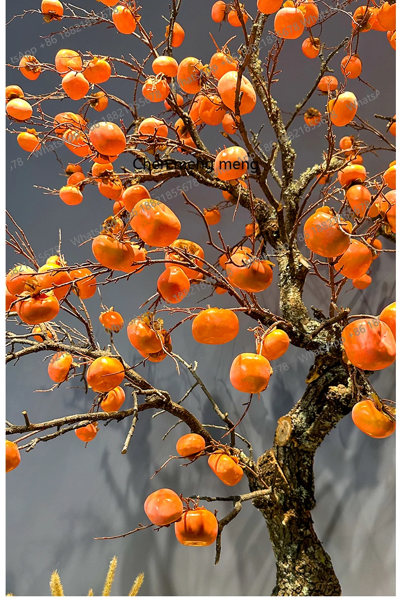 Simulatie persimmonboom, decoratie, vloerclub nepfruit, simulatieboom landschapsarchitectuur binnen en buiten