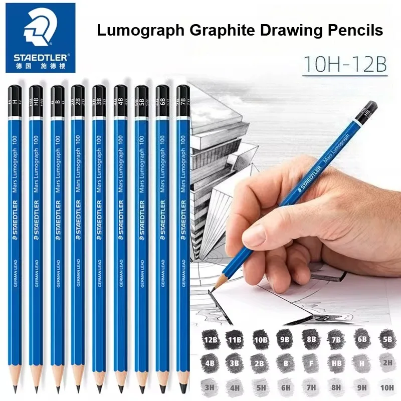 1/5 pçs staedtler mars lumograph grafite artista esboço lápis, resistente a quebras ligado chumbo lápis de desenho profissional 100