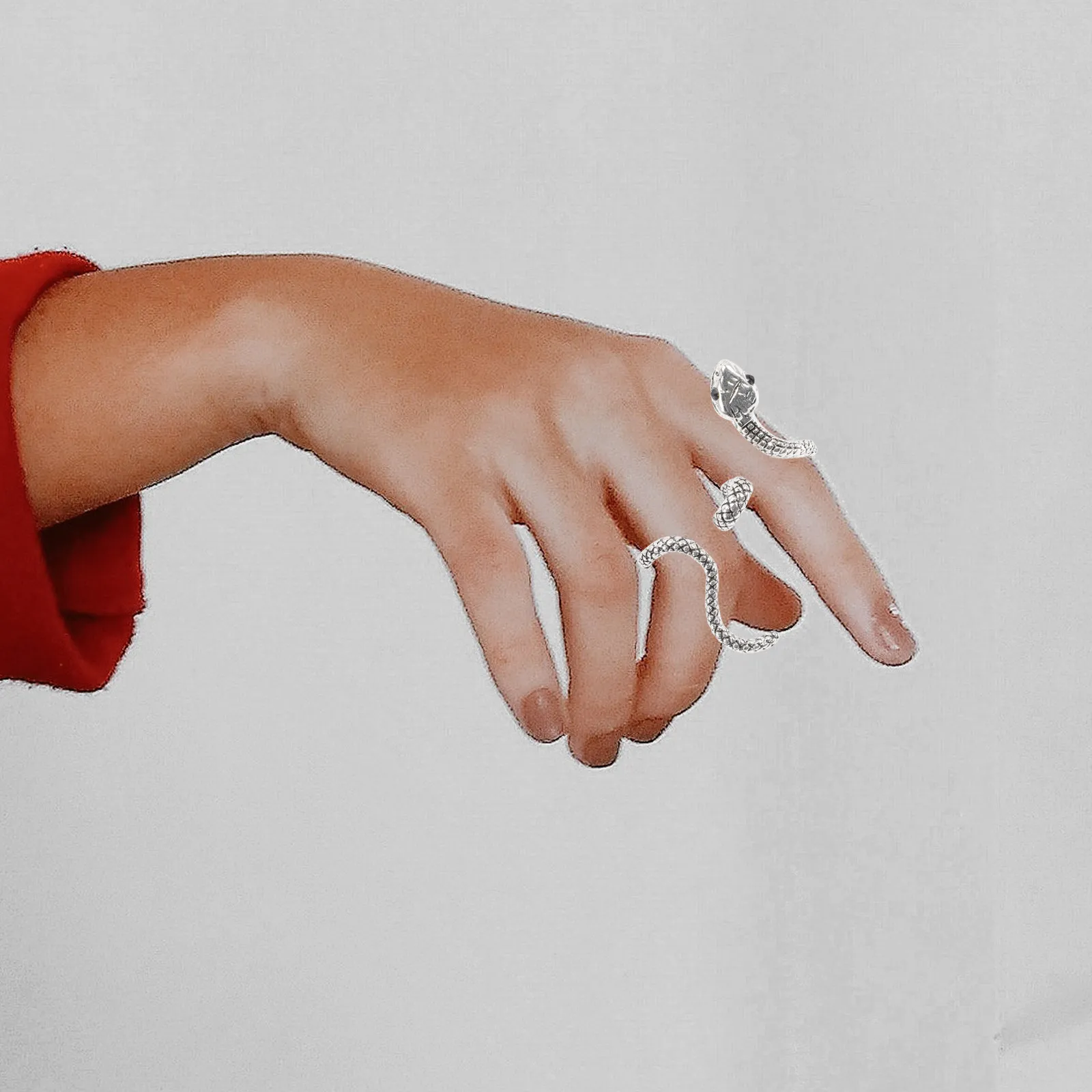 Snake Totem Ring Gothic Punk Serpent Vintage Open Band Ring Statement Jewelry for Men Women Cocktail Party Halloween Costume