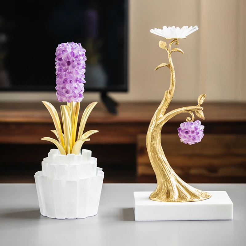 

Luxury Style Brass Crystal Ornament Home Table Decor Living Room Bedroom Decoration Housewarming Opening Gift Sparkling Crystal