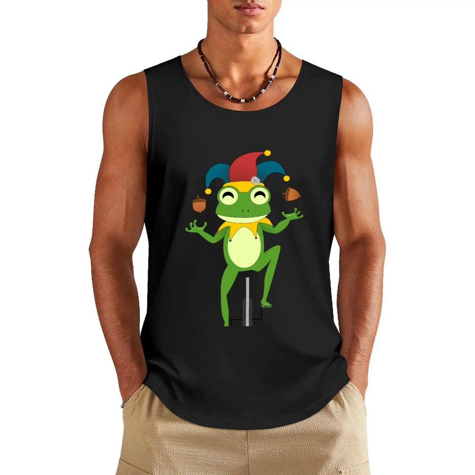 

Jester Frog Juggling Acorns Tank Top Vest gym clothing men