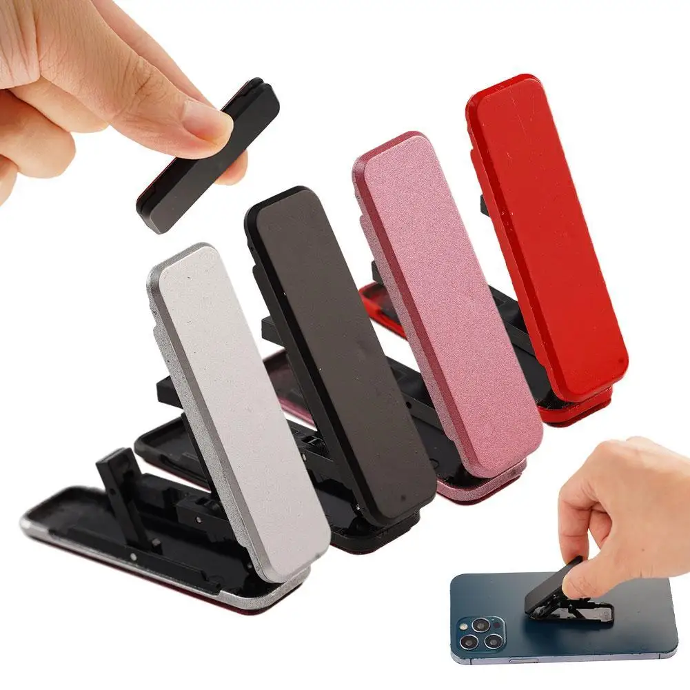 Mini Metal Folding Phone Holder Desktop Ultra Thin Paste Integrated Carrying Mobile Phone Holder Decoration