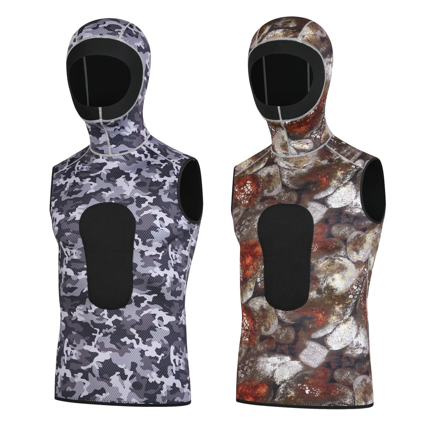 3mm Neoprene Camouflage Hooded Diving Vest Sleeveless Wetsuit Men Sailing Tank Top Surfing Drifting Snorkeling Swimsuit