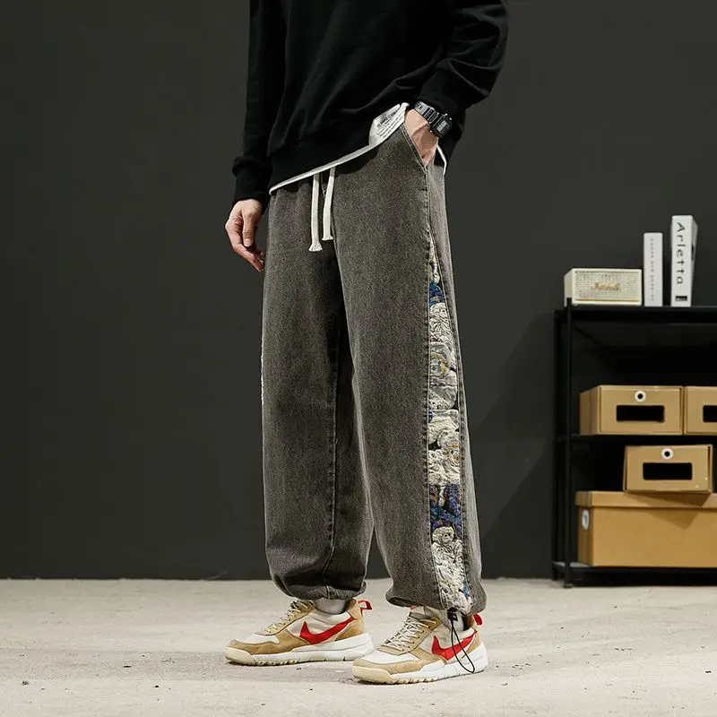 

Мужские джинсы American High Street Thiened Fce, прямые, широкие, повседневные, зимние, теплые, для подростков