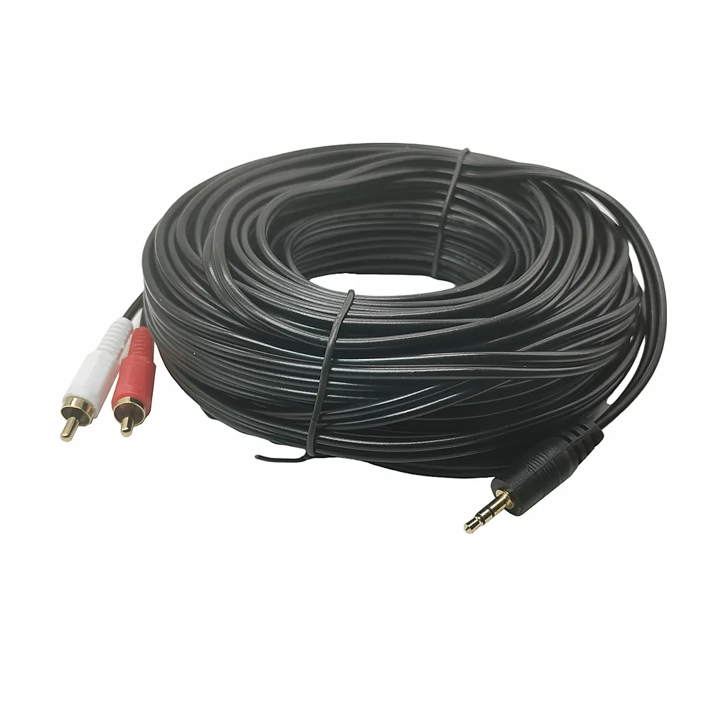 10m 15m 20m 3.5mm wtyczka łącze typu Jack do 2 RCA męska muzyka Adapter Stereo kabel Audio linia AUX do telefonów dźwięk telewizora głośników