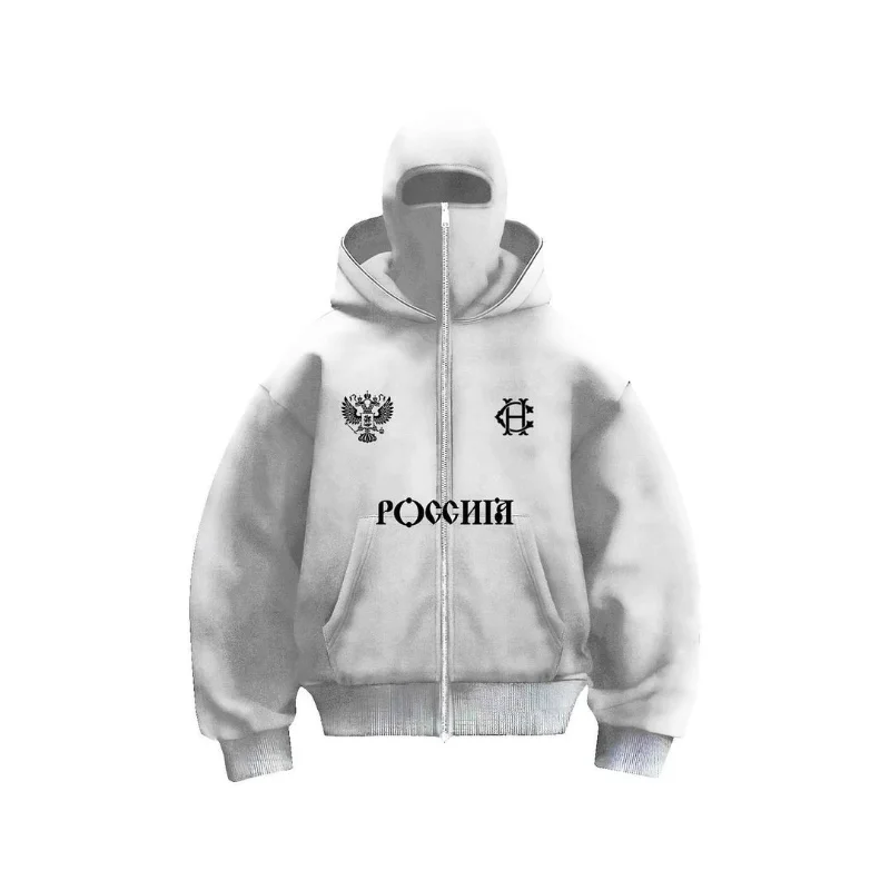 Y2K Gothic Harajuku Bluza z kapturem Jesień Zima Nowa Moda Podwójna Czapka Unikalny Design Bluza Mężczyźni Kobiety Hip Hop Street Zipper Hoodie