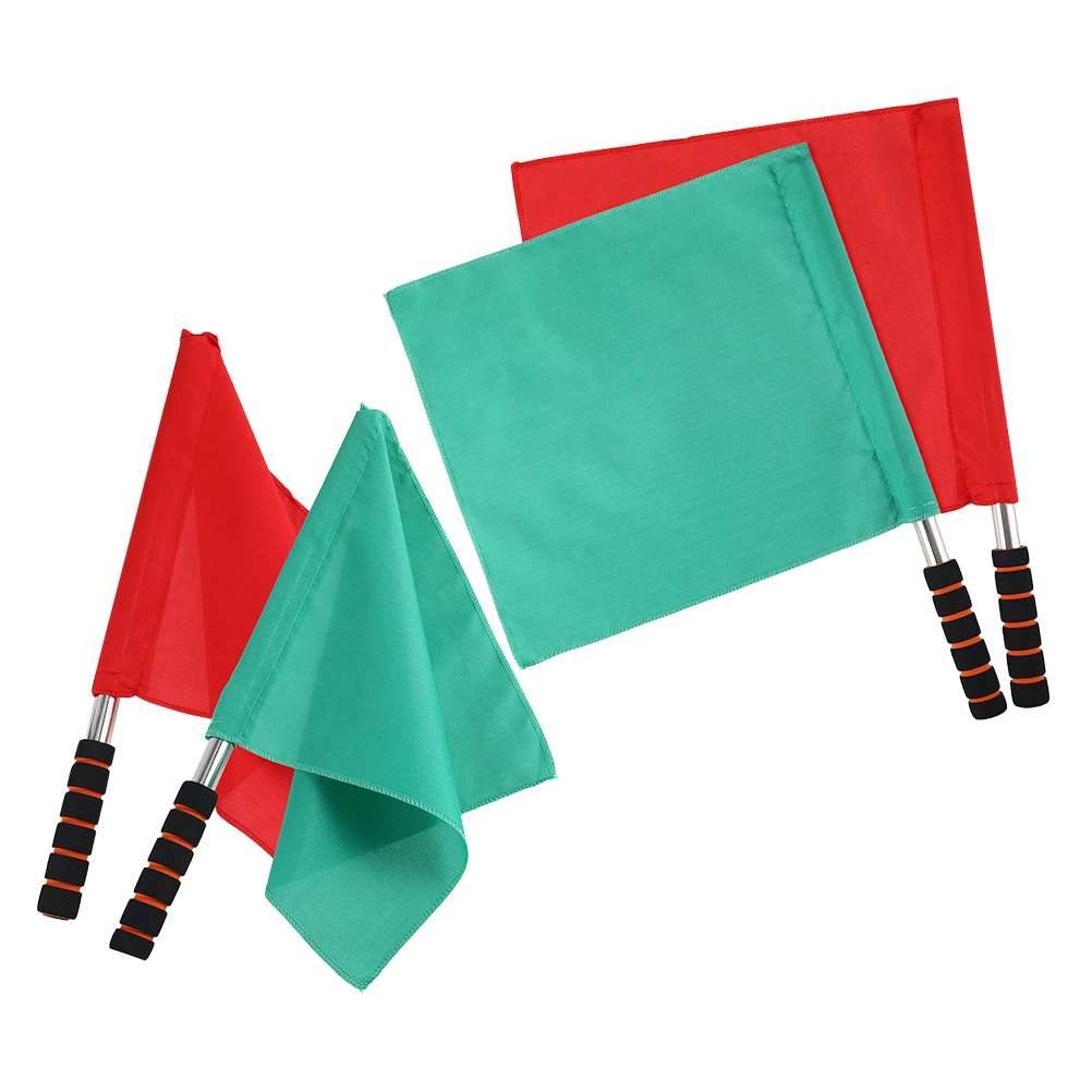 

4pcs Flags Stainless Steel Durable Handle Sports Events Refereeing Signaling Traffic Warning Visibility Hand Signal