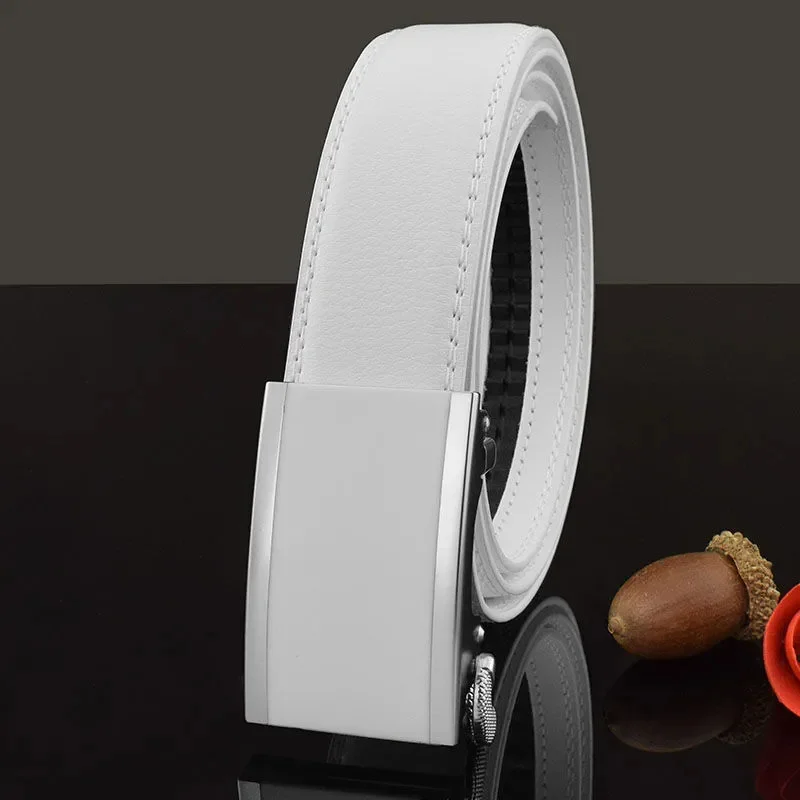 3.0cm Slim Leather Automatic Buckle Waist Belt New High-Quality Golf White Black Waist Belt For Men And Women's Business Travel