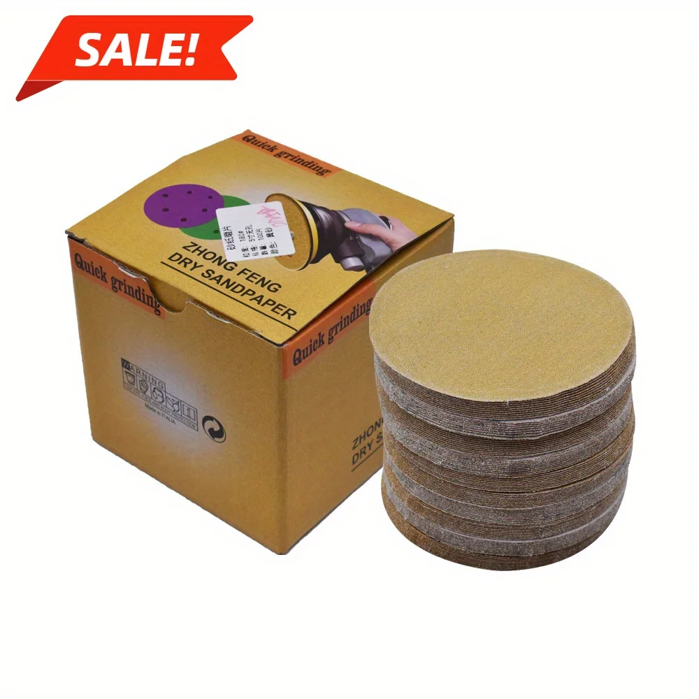 

100 Pack 5" 240 Grit Disc Hook Loop Pads Sanding Discs Flocking NO-Hole