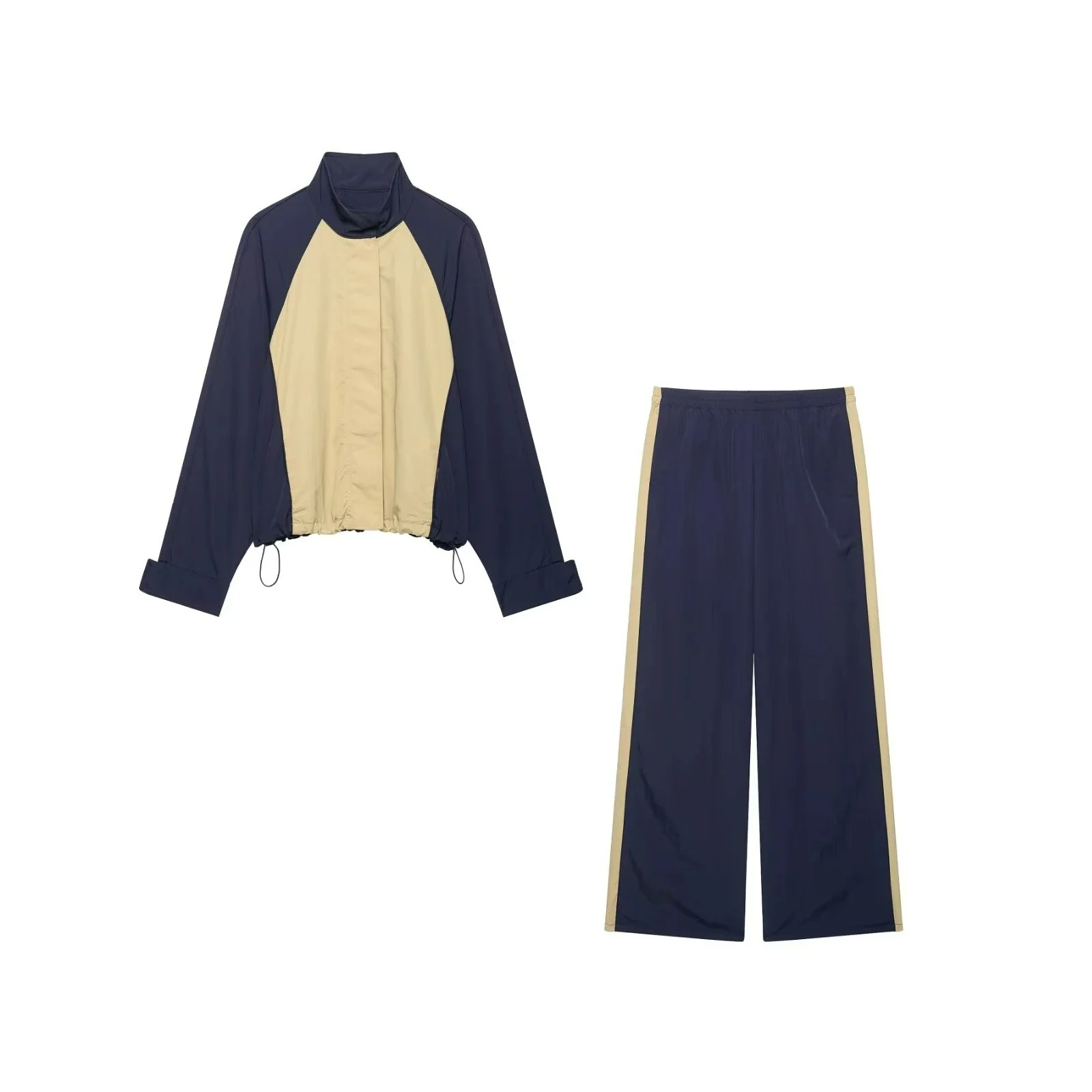 KONDALA Casual Chic Khaki Damen-Hosenanzug Patchwork Reißverschluss Locker Sitzendes Oberteil Lange Hose mit Elastischem Bund Mode 2026 Herbst Sportanzug – Detail 8