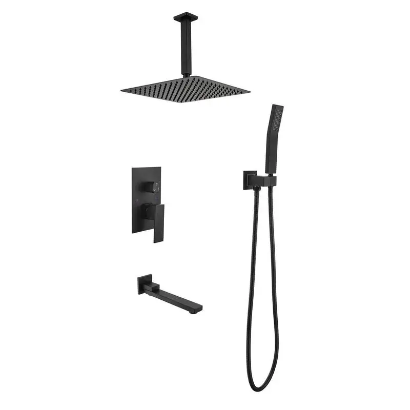 

16 Inch Ceiling Mounted Shower Head System with Rainfall-Style Spray and Adjustable Features