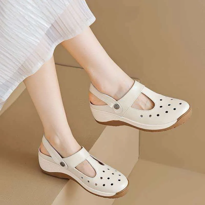 

Versatile New Summer Hollow-out Wedge Heel Platform Sandals for Women - Soft, Comfortable, and Breathable