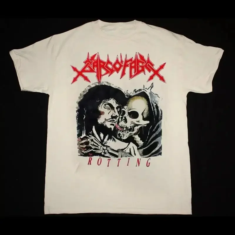 Vtg Sarcofago Band Rotting Heavy Cotton White T Shirt AL647