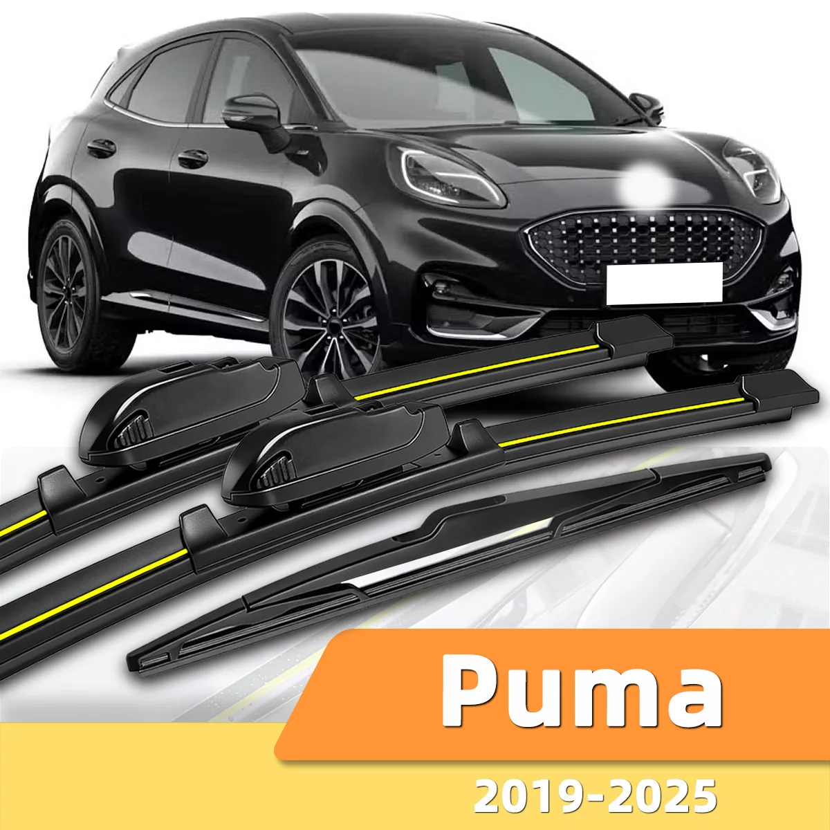 3-teiliges Set Front- und Heckscheibenwischer Passend für Ford Puma 2019-2025 Auto-Windschutzscheiben-Zubehör 2020 2022 2023 2024