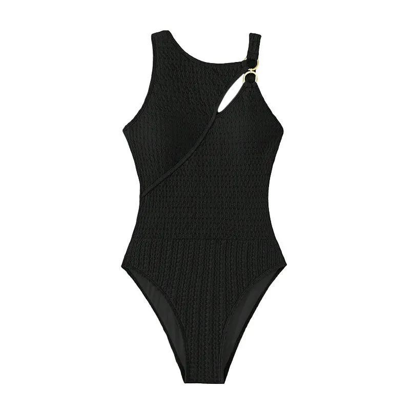 Sexy Einteiliger Badeanzug für Damen, Ausschnitt, strukturierter Monokini, hoher Schnitt, rückenfrei, Badeanzug, Pool, Party, Strand, Urlaub