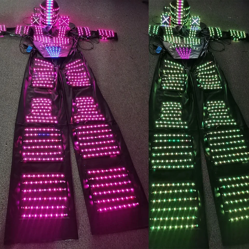 LED luminous stilts clothing mascot costume creative performance props nightclub bar armor commercial