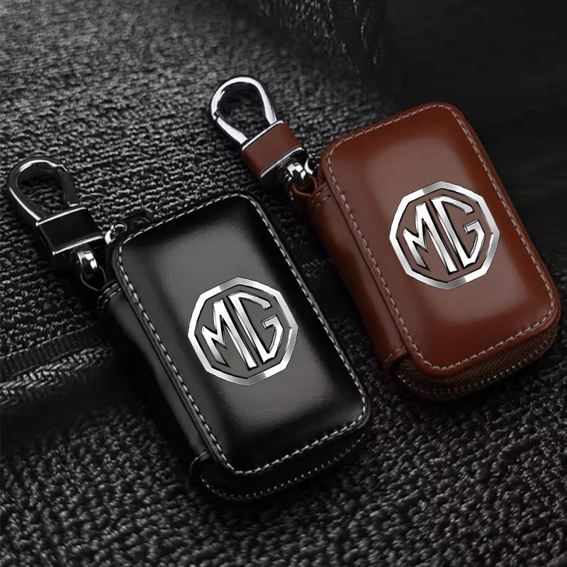 Funda para llave de coche, billeteras de cuero, fundas para ama de llaves, bolsa con cremallera para MG Morris Garages MG 6 3 5 7 TF ZR ZS HS GS GT Hector, accesorios