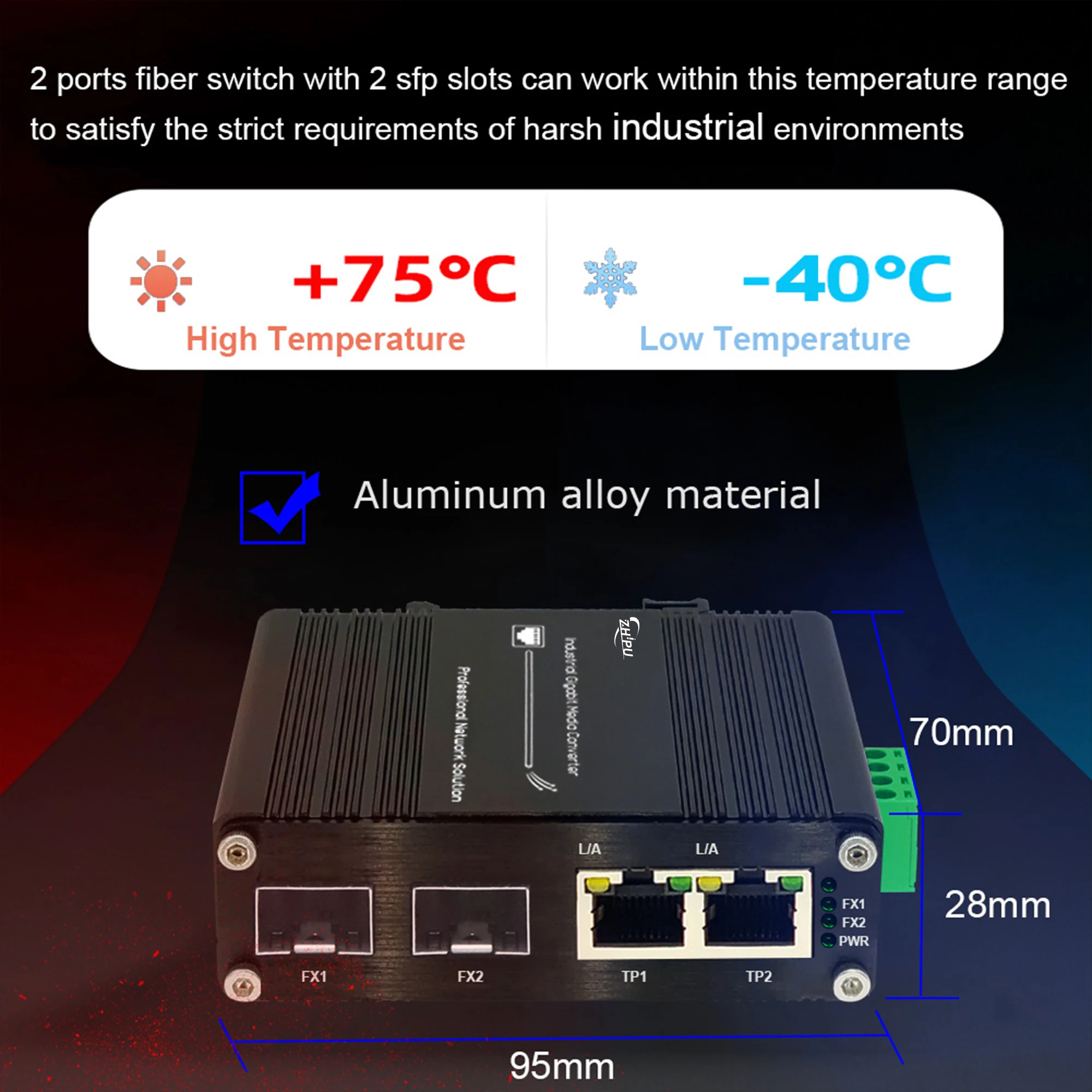 Imagem -06 - Mini Industrial Switch Media Converter Portas Gigabit Poe Switch Sfp Din Rail Sfp para Fiber Ethernet Switch Caixa de Alumínio