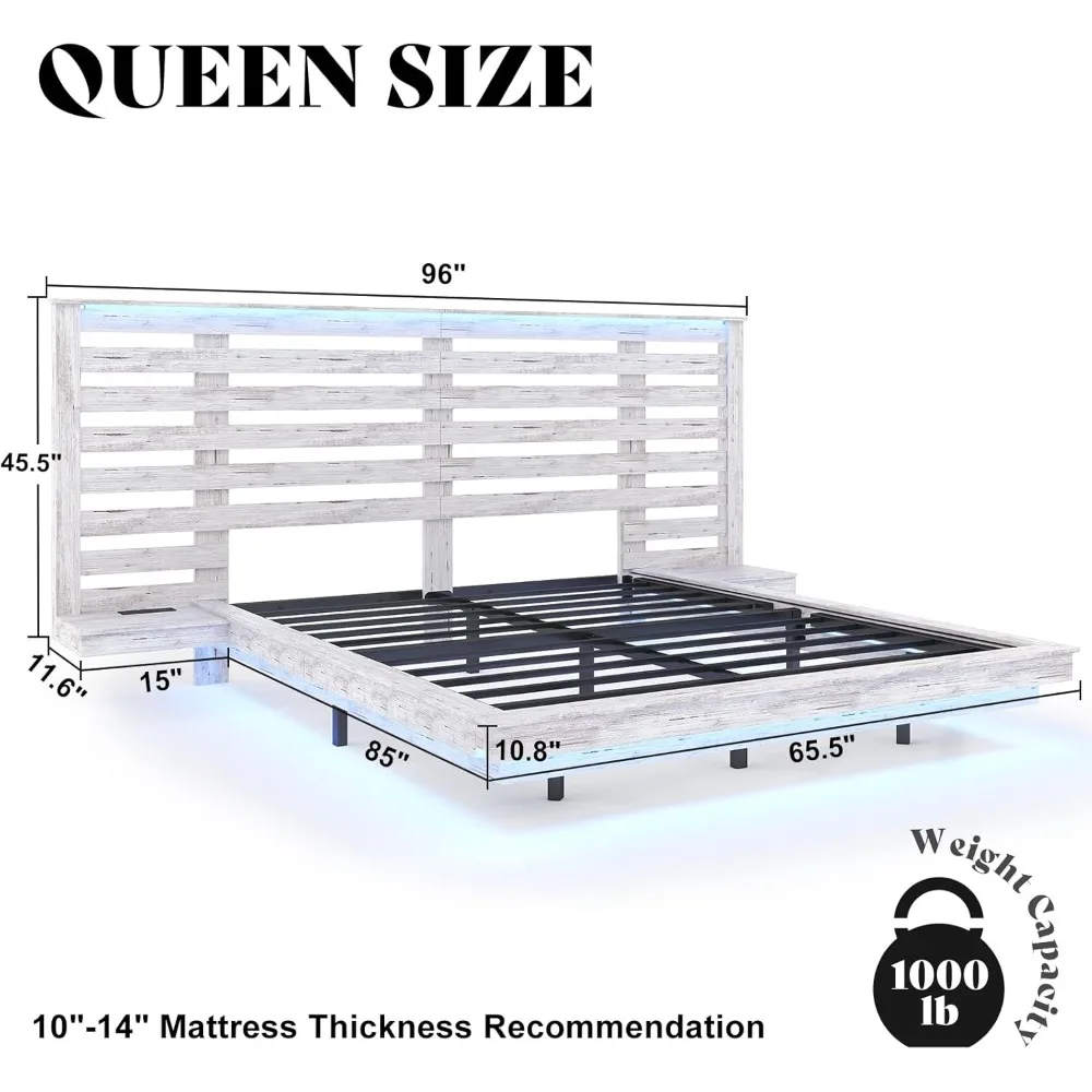 Queen Floating Bed Frame with 96