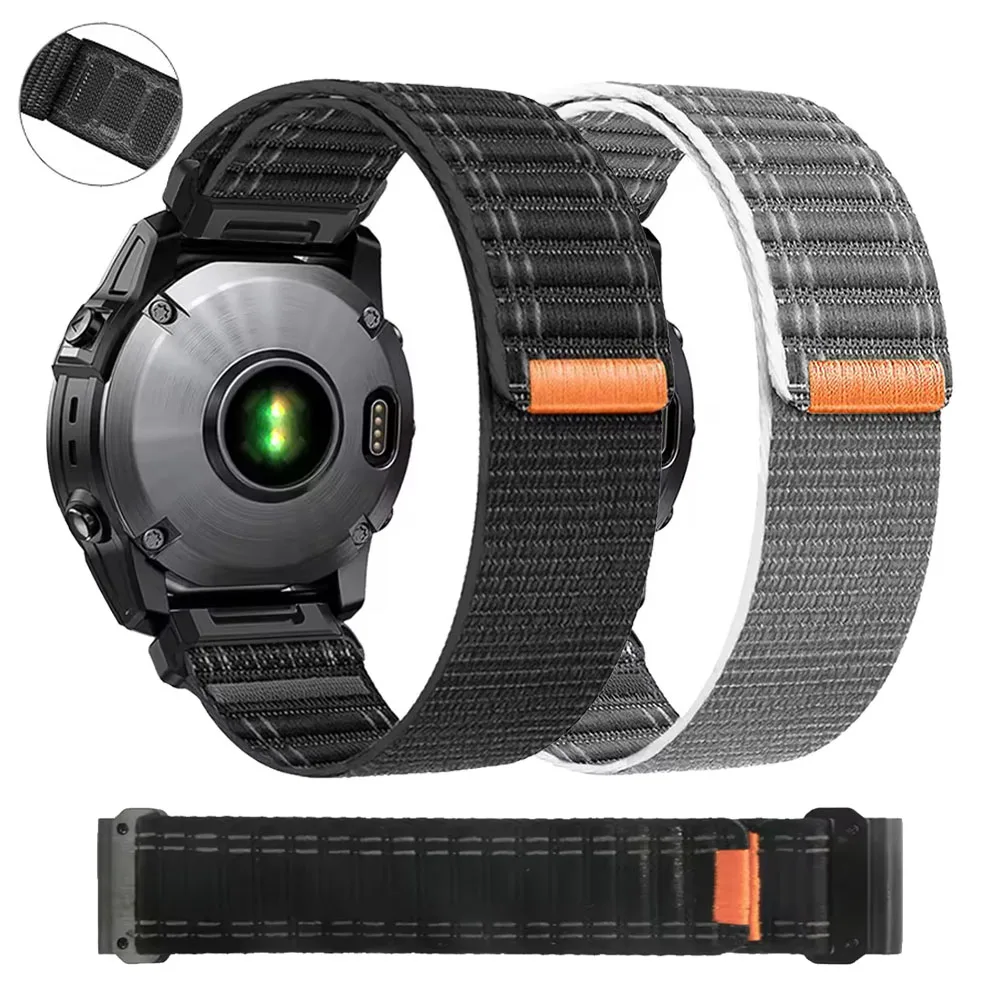 Nylon-Armband 26/22mm für Garmin Quatix 8 47/Fenix 8pro E 7 7X 6 6X 5plus/Descent Mk3i/Instinct 3 2X/Enduro 3 Gewebtes Armband