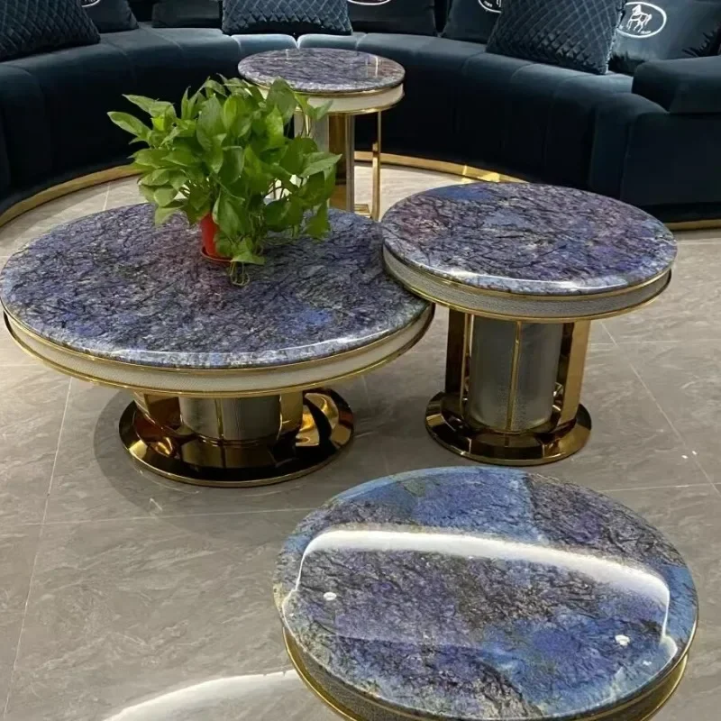 

Coffee table marble high-end villa living room small apartment metal coffee table