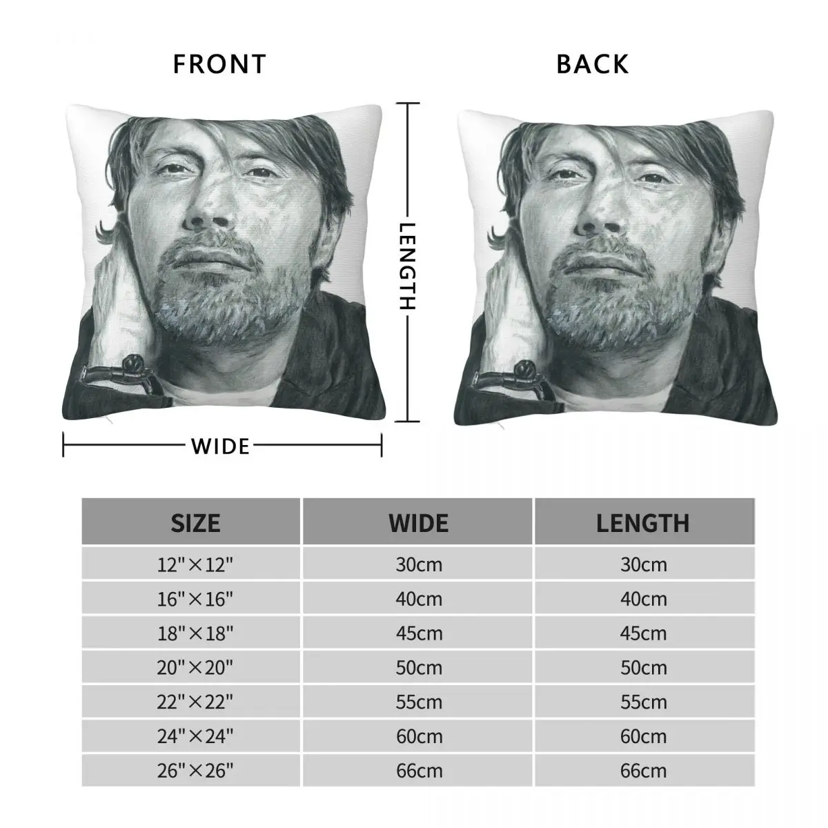 Mads Mikkelsen Hannibal Lecter Square Pillowcase Polyester Linen Velvet Creative Zip Decorative Car Cushion Cover