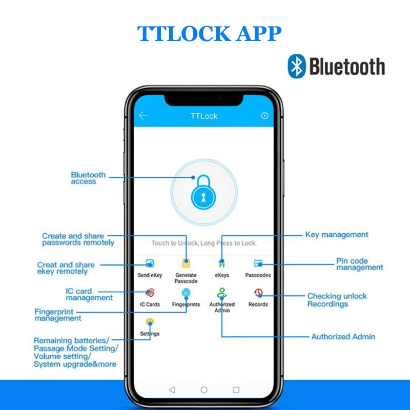 Imagem -05 - Fechadura Residencial Inteligente com Bluetooth Ttlock Alexa Google Home Trava com Impressão Digital Maçaneta Elétrica Fechadura de Madeira