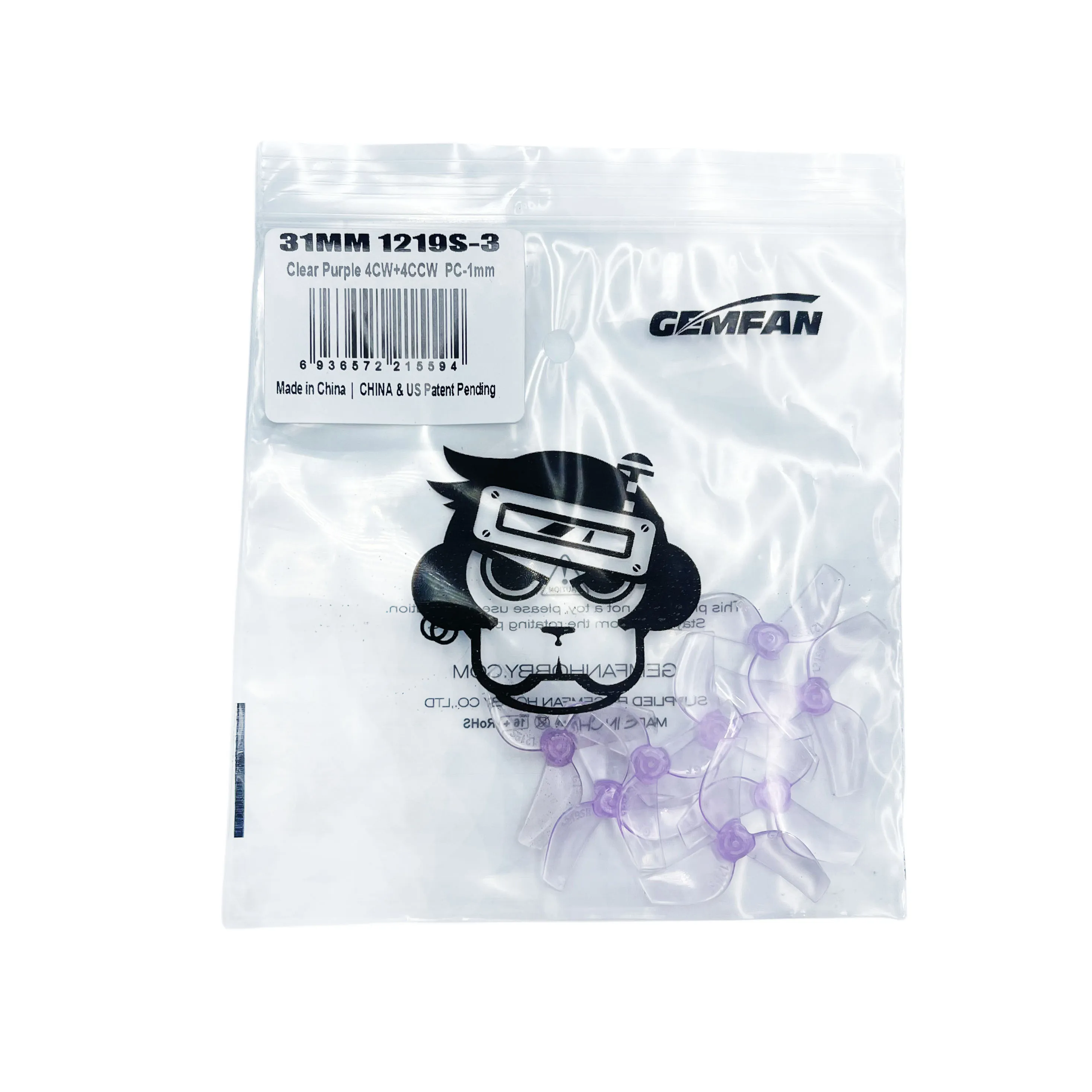 4Pairs Gemfan 1219S 31mm 3-Blade PC Propeller 1mm For Micro TinyWhoop FPV Racing Freestyle Tinywhoop Drones Mobula 6 65mm frame