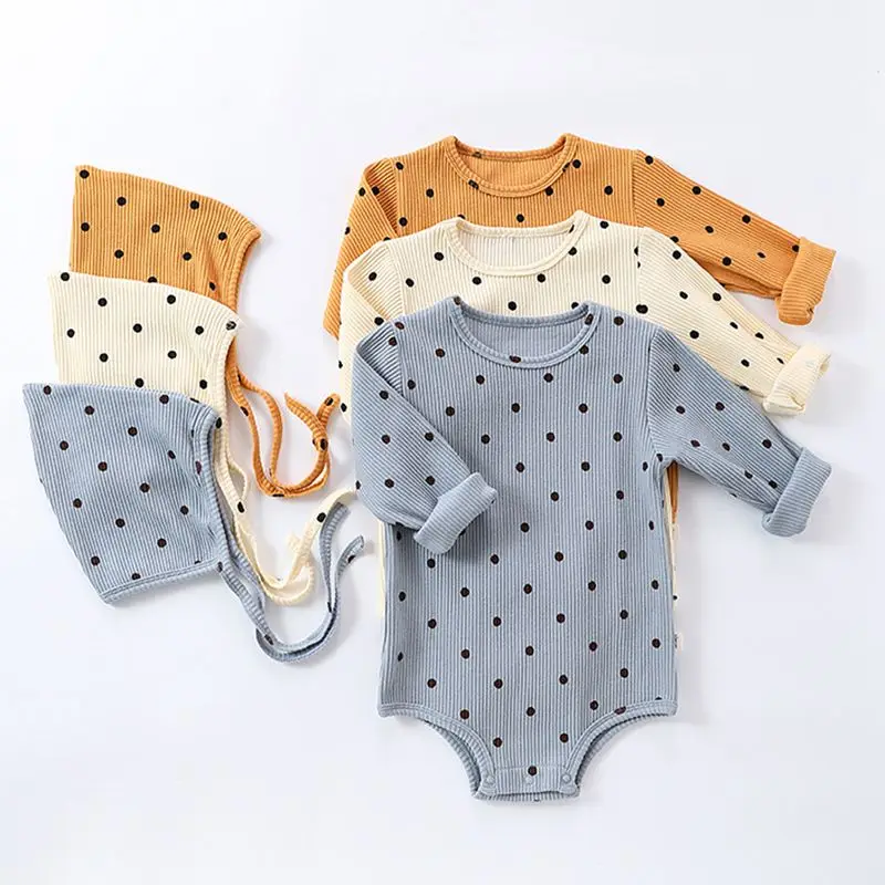 Newborn Infant Jumpsuit Polka Dot Baby Cotton Spring Rompers Long Sleeve Soft Skin-friendly Romper Pajamas Bottoming Tops