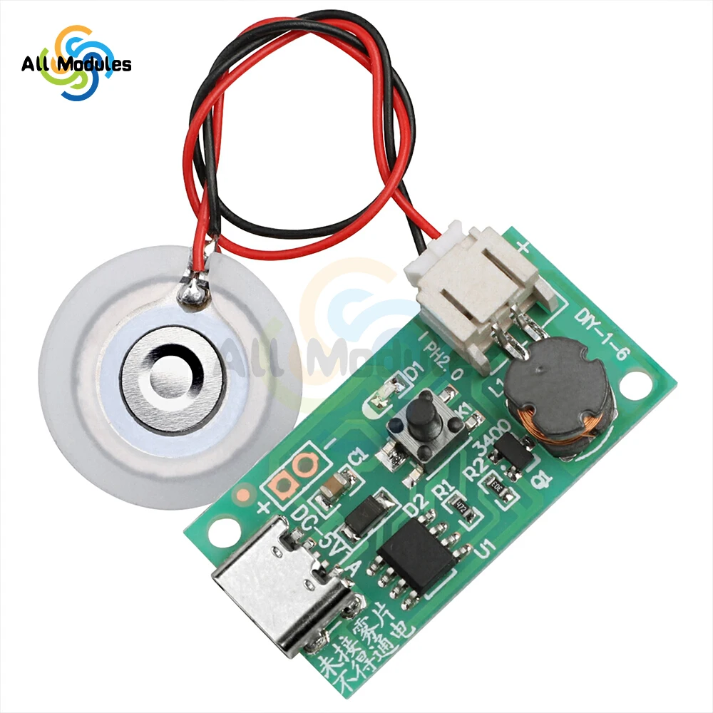 

DC 5V 1.5-2W Mini Single Jet Humidifier Misting Module Ultrasonic Atomization Maker ir Plant Humidifier Misting Driver Board
