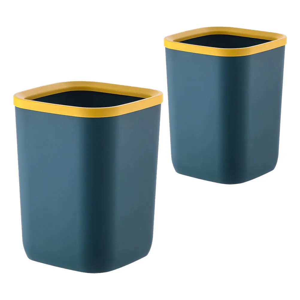 

2pcs Plastic Waste Bin Green Home Garbage Box Strong Kitchen Trash Container Reusable Rubbish Bin For Office Bathroom