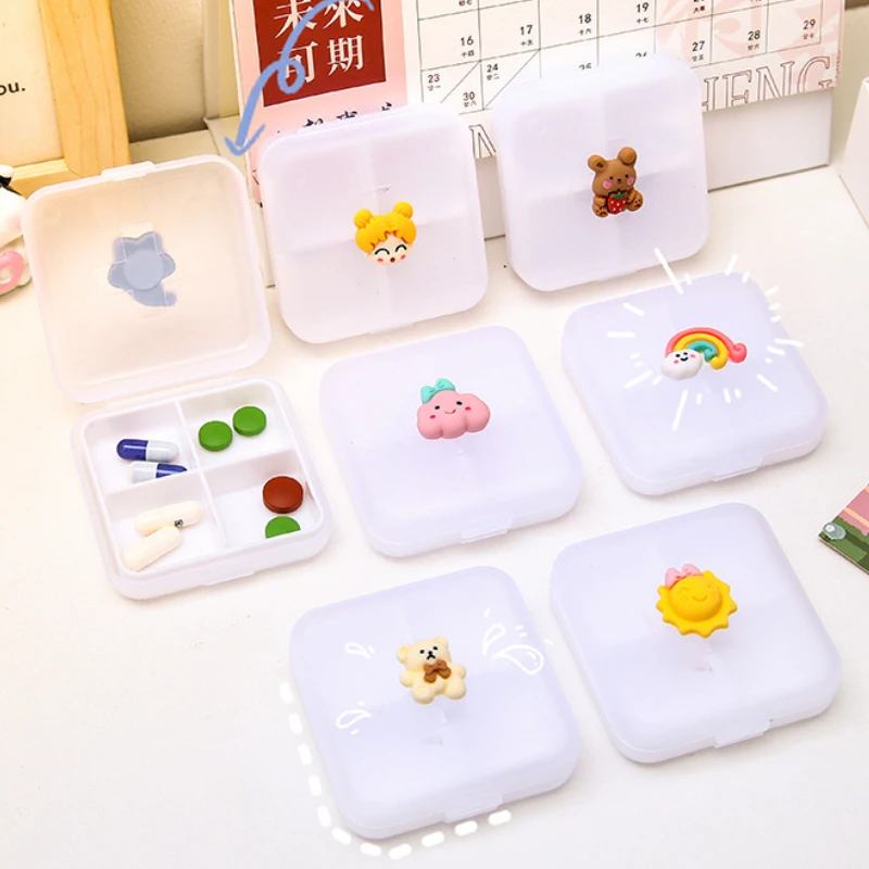 2023 New Design Pill Case Portable 4 Grids Nordic Pill Box Drug Tablet Medicine Storage Holder Splitter Organizer Container Case