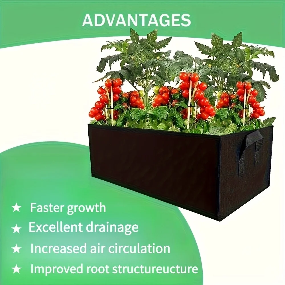 Breathable Square Planting Bag, Non-Woven Grow Bucket with Root Control Design, Space-Saving & Foldable for Versatile Gardening gallery 1