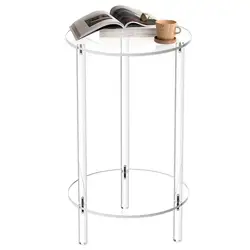 Acrylic Side Table Transparent Small Table Round Coffee Tables Luxury Living Room Decor Acrylic Side Table Sofa Side Table