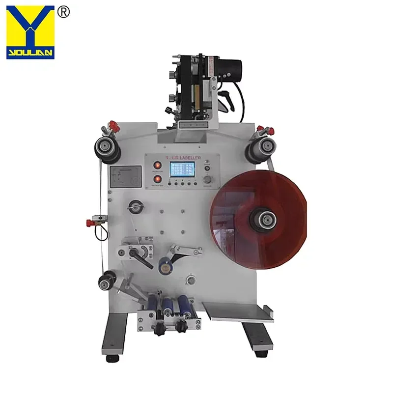 SL-130 Semi-Automatic Electric Round Bottle Labeling Machine High Precision Sticker Labeler with Date Coder for Glass Plastic