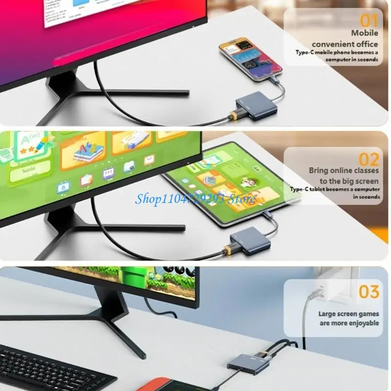 Y2GD USB C to DP1.4 HDTV Multiports Adapters Dock with 8K 60Hz Video Output and PD100