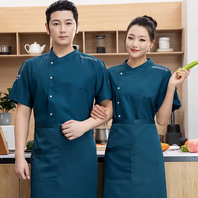 Chef Overalls Short-Sleeved Men's Bakery Cakeroom Pastry Decorating Baking Canteen Summer Short-Sleeved Kitchen Work Clothes