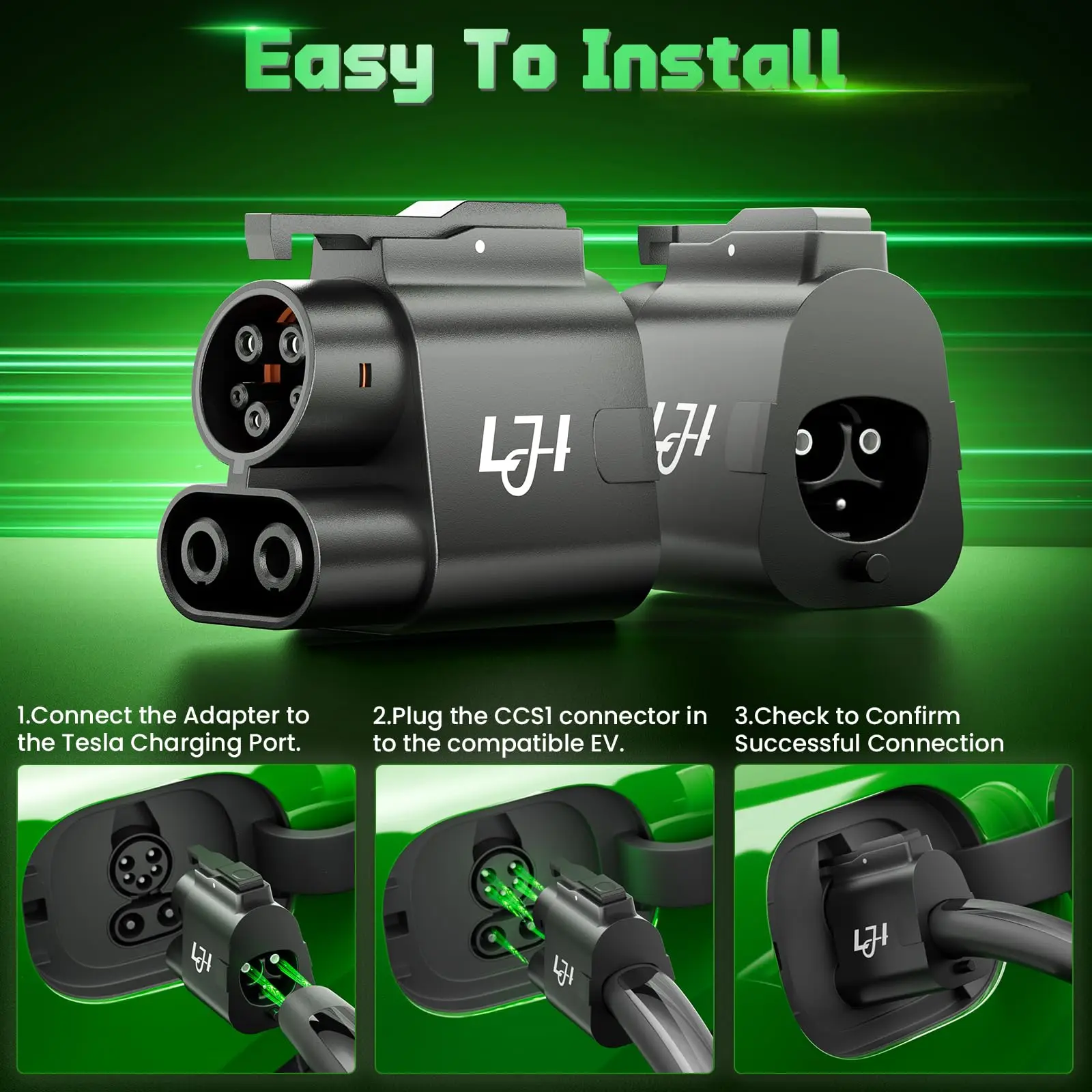 NACS에서 CCS1 어댑터로 250kW 고출력 DC 급속 충전 1000V 테슬라 슈퍼차저 포드 리비안 R1T/R1S 현대 기아 볼보 전기차용 썸네일 3